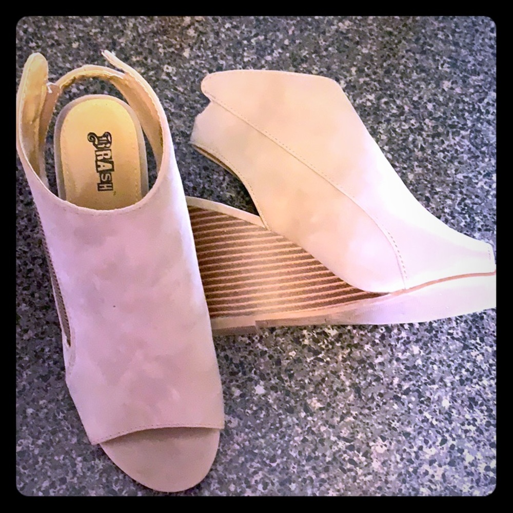 Open toe and heel wedge booties